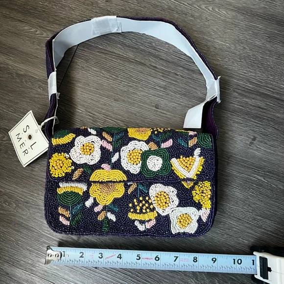 NWT Sol and Mer Floral Purple Beaded Women's Bag - Picture 8 of 8